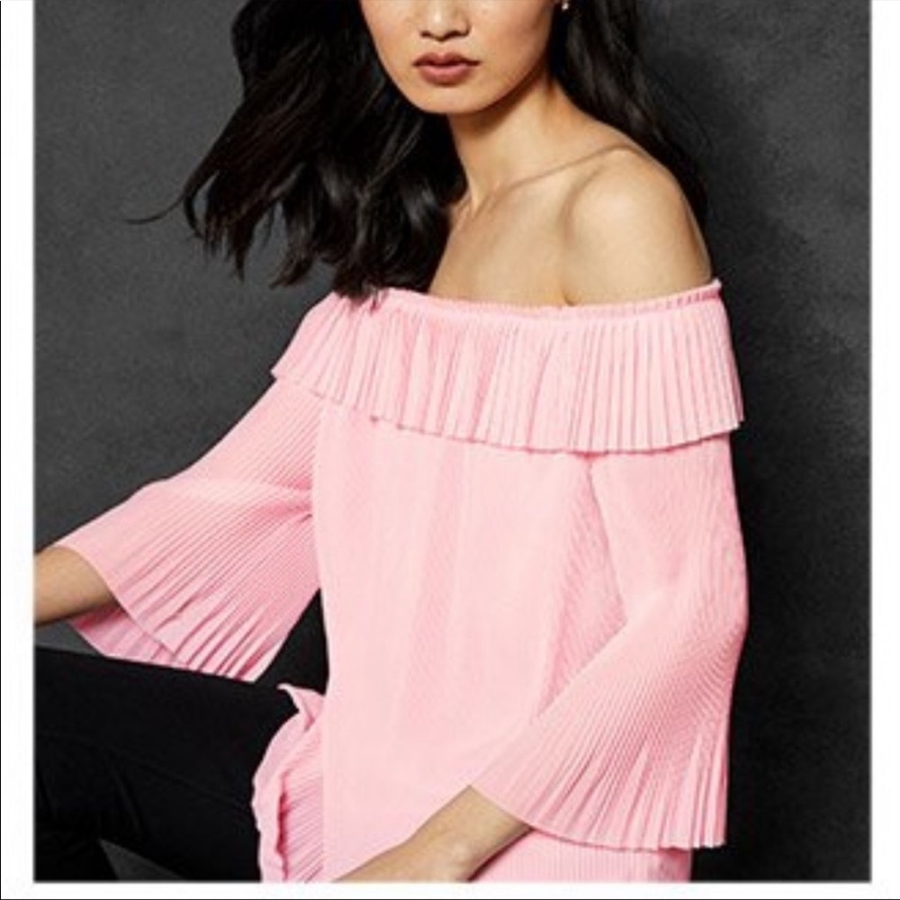 Ted Baker Perrey -Off-de-Shoulder  Pleaded Blouse Top Size TB Size 0